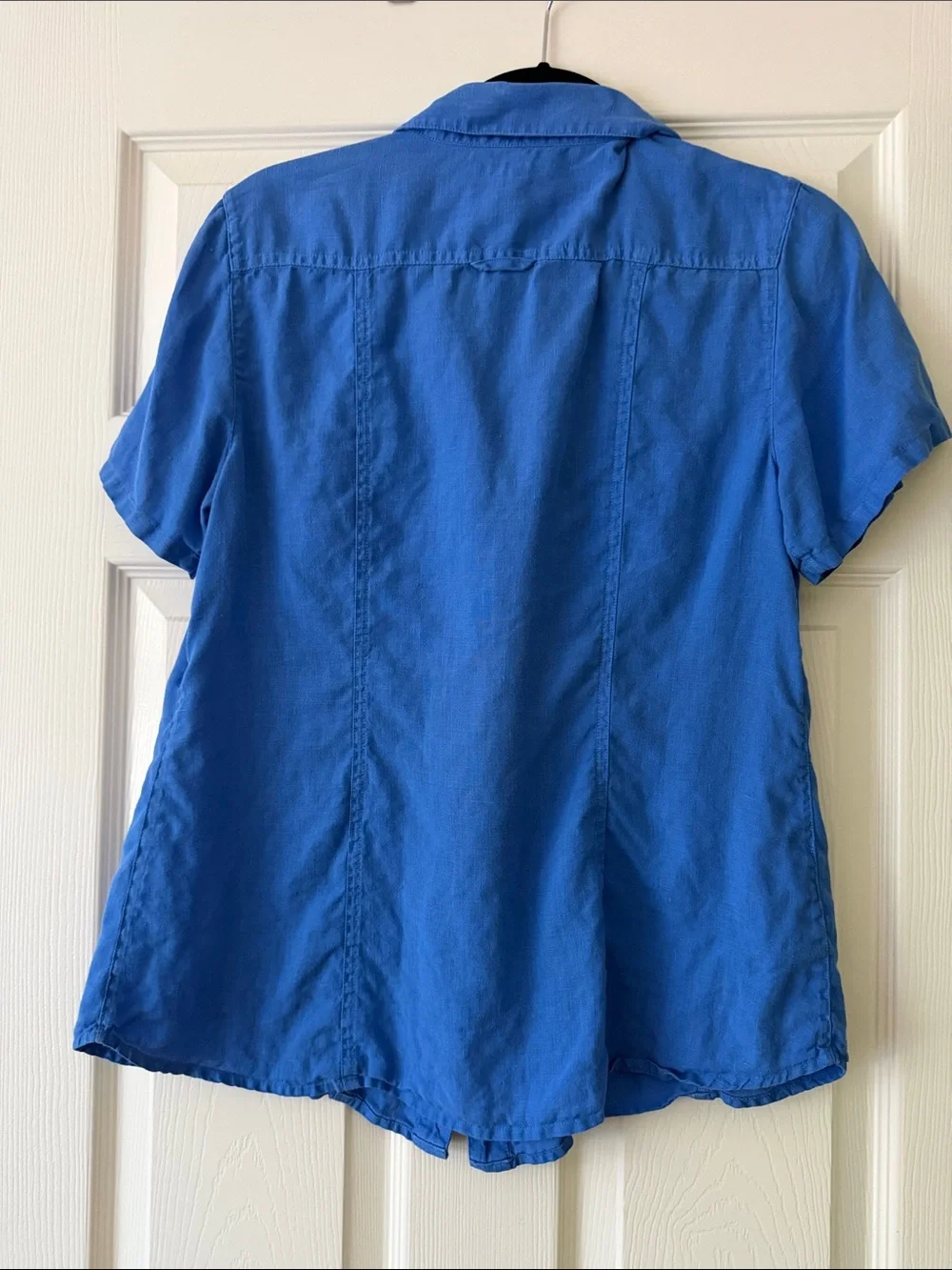 Tommy Bahama Royal Blue Short-Sleeve Button-Front 100% Linen button down Shirt - Picture 3 of 6